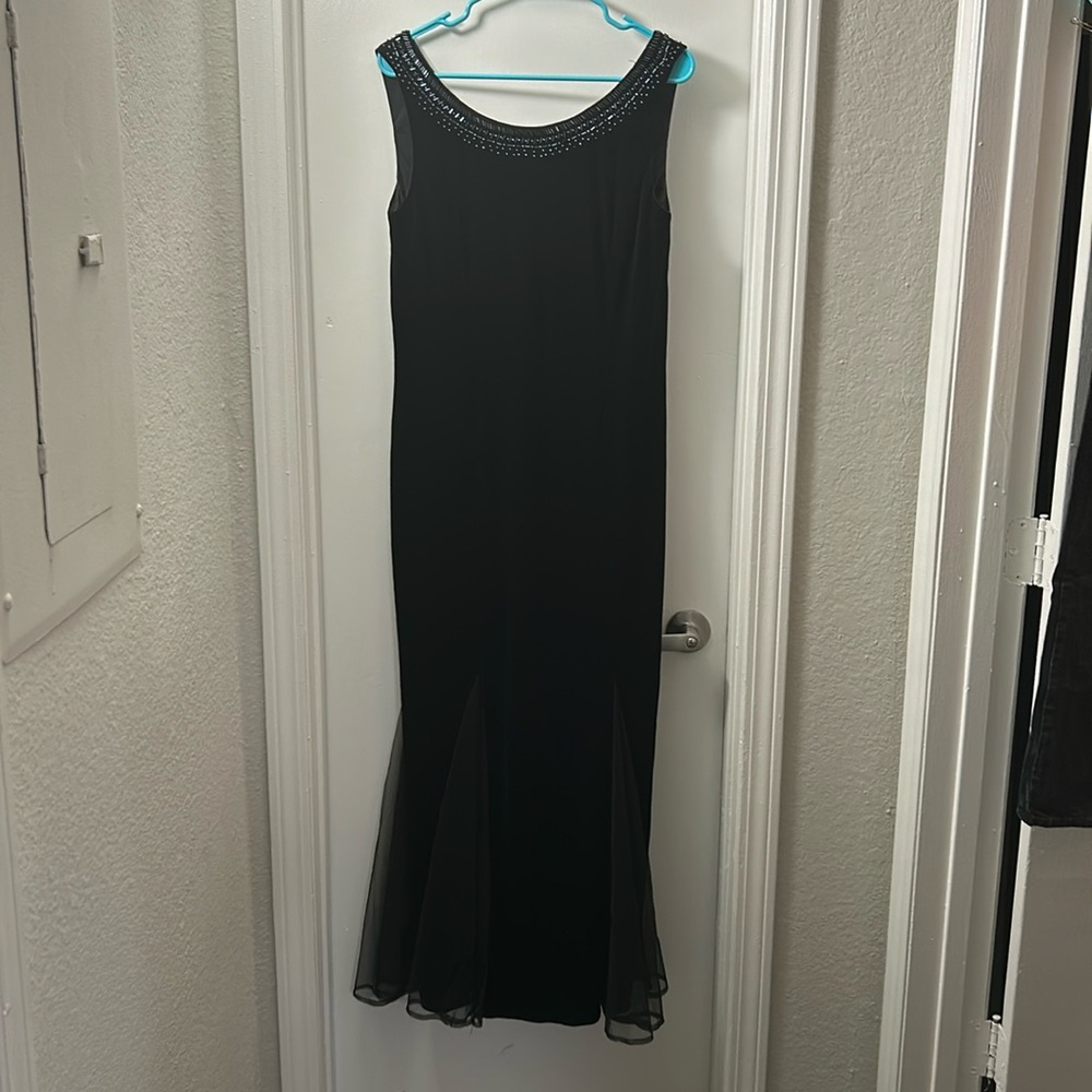 Formal Beaded Black Velvet Dress